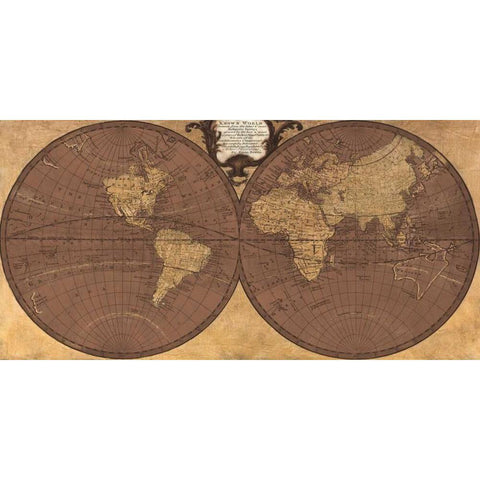 Gilded World Hemispheres II Gold Ornate Wood Framed Art Print with Double Matting by Joannoo