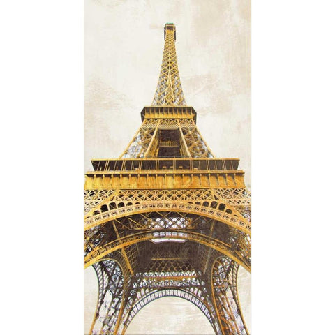 Gilded Eiffel Tower Gold Ornate Wood Framed Art Print with Double Matting by Joannoo