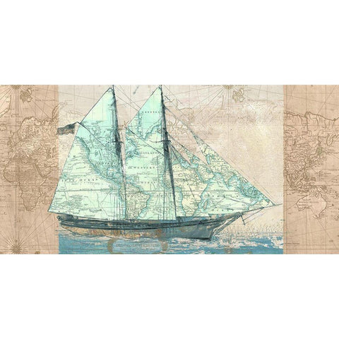 Sailing to the Seas Gold Ornate Wood Framed Art Print with Double Matting by Joannoo