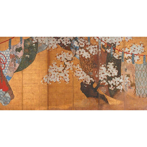 Wind-screen and cherry tree White Modern Wood Framed Art Print by Anonymous