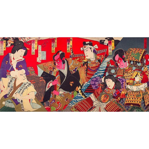 Kumagaya Camp Ground Gold Ornate Wood Framed Art Print with Double Matting by Kunichika, Toyohara