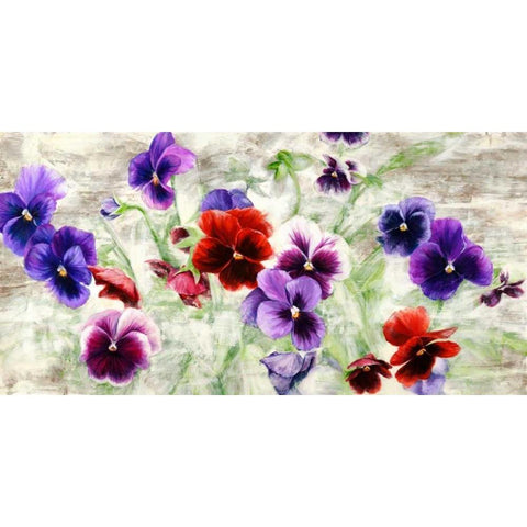 Field of Pansies White Modern Wood Framed Art Print by Thomlinson, Jenny