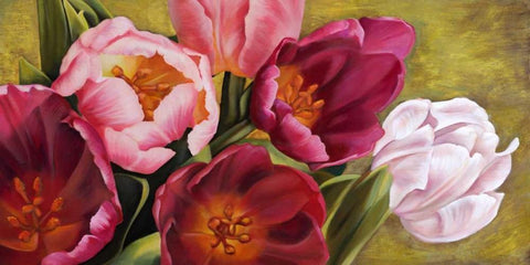 My Tulips White Modern Wood Framed Art Print with Double Matting by Thomlinson, Jenny