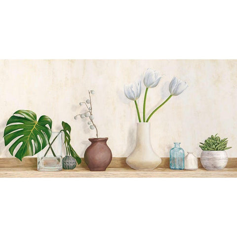 Minimalist floral setting White Modern Wood Framed Art Print by Thomlison, Jenny