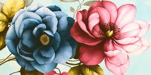 Azaleas Black Ornate Wood Framed Art Print with Double Matting by Keiko, Rei