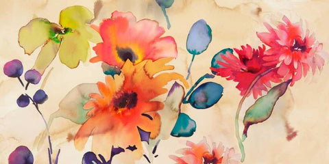 Floral Fireworks White Modern Wood Framed Art Print with Double Matting by Parr, Kelly