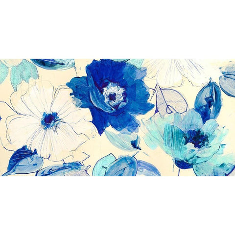 Toile Fleurs Black Modern Wood Framed Art Print with Double Matting by Kelly, Parr