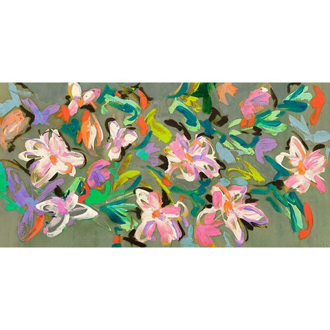 Waterlilies Parade Black Modern Wood Framed Art Print with Double Matting by Parr, Kelly