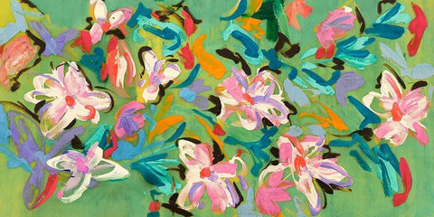 Waterlilies in Summer White Modern Wood Framed Art Print with Double Matting by Parr, Kelly