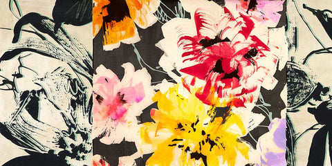 Neon Flowers II Black Ornate Wood Framed Art Print with Double Matting by Parr, Kelly