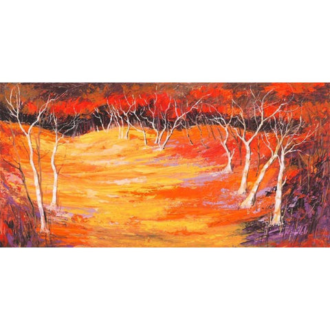 Foresta rossa Black Modern Wood Framed Art Print by Lucas
