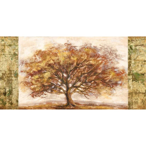 Golden Tree Panel Gold Ornate Wood Framed Art Print with Double Matting by Lucas