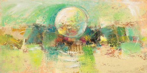 Luna smeraldo White Modern Wood Framed Art Print with Double Matting by Lucas