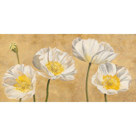 Poppies on Gold Black Modern Wood Framed Art Print with Double Matting by Luca, Villa