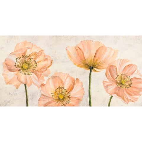 Poppies in Pink Gold Ornate Wood Framed Art Print with Double Matting by Luca, Villa