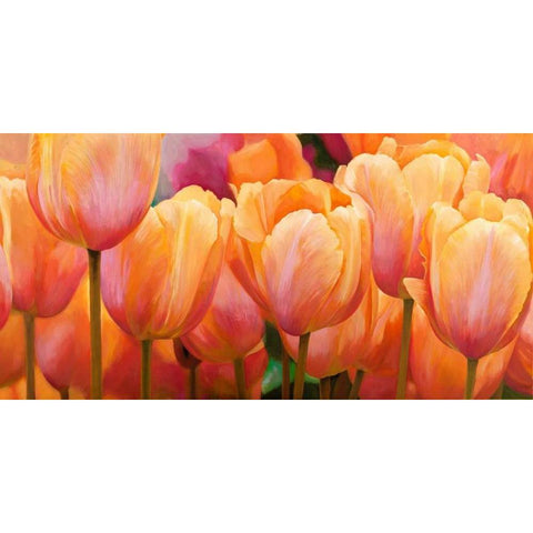 Summer Tulips Black Modern Wood Framed Art Print by Villa, Luca