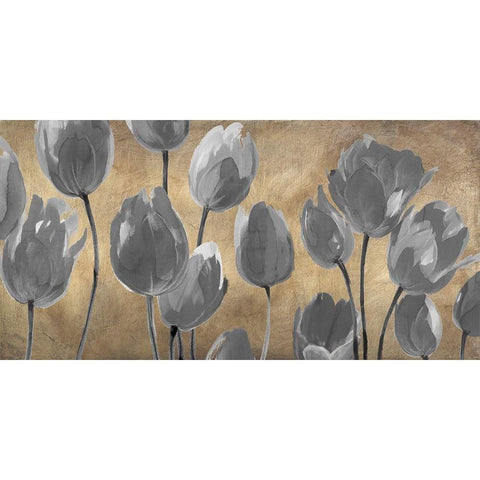Grey Tulips Gold Ornate Wood Framed Art Print with Double Matting by Villa, Luca