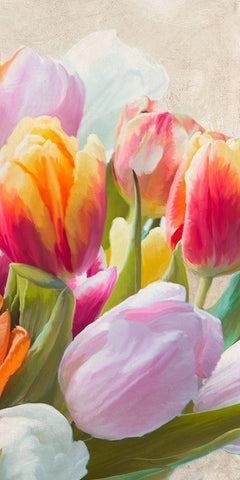 Spring Tulips III Black Ornate Wood Framed Art Print with Double Matting by Villa, Luca