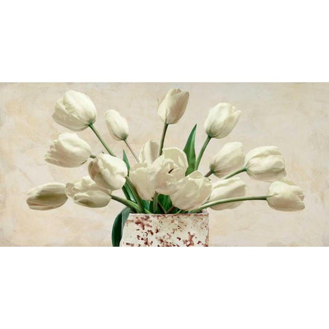Bouquet blanc Black Modern Wood Framed Art Print by Sanna, Leonardo
