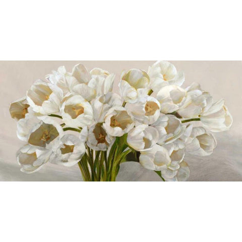 Tulipes blanches Black Modern Wood Framed Art Print with Double Matting by Sanna, Leonardo