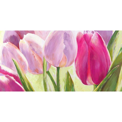 Tulipes Black Modern Wood Framed Art Print by Sanna, Leonardo