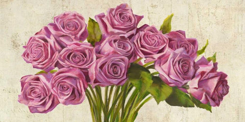 Roses Black Ornate Wood Framed Art Print with Double Matting by Sanna, Leonardo