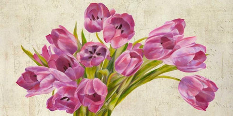 Tulipes Black Ornate Wood Framed Art Print with Double Matting by Sanna, Leonardo
