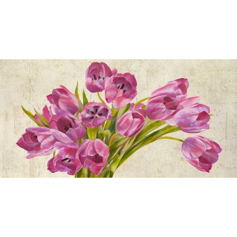 Tulipes Gold Ornate Wood Framed Art Print with Double Matting by Sanna, Leonardo