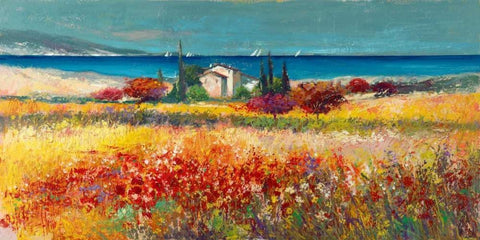 Sogno mediterraneo White Modern Wood Framed Art Print with Double Matting by Florio, Luigi