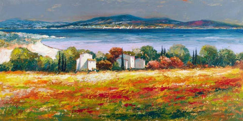 Borgo mediterraneo Black Ornate Wood Framed Art Print with Double Matting by Florio, Luigi