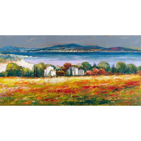 Borgo mediterraneo Black Modern Wood Framed Art Print with Double Matting by Florio, Luigi