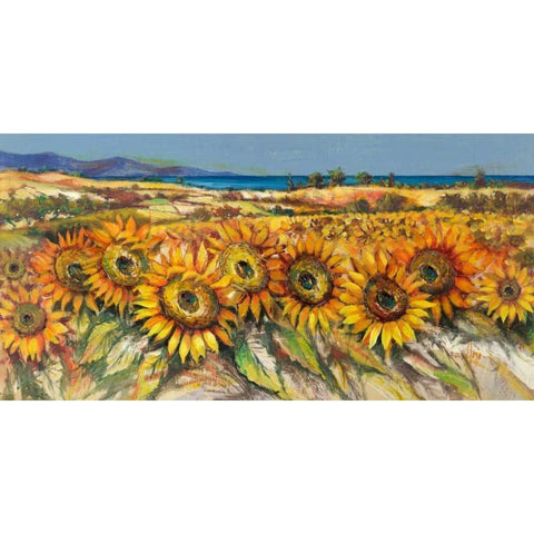 Campo di girasoli Black Modern Wood Framed Art Print by Florio, Luigi