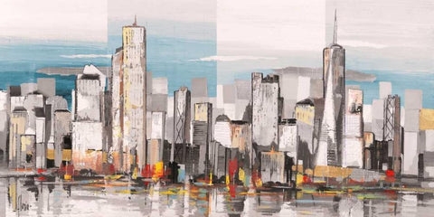 Metropolis II Black Ornate Wood Framed Art Print with Double Matting by Florio, Luigi