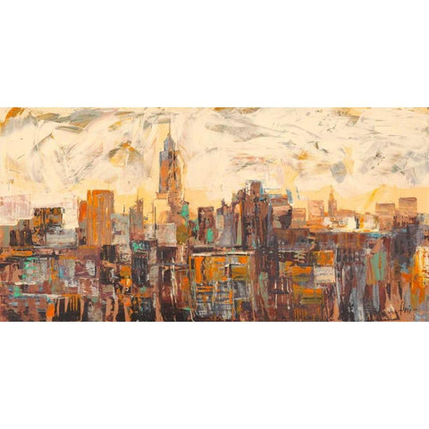 Mattino a New York Black Modern Wood Framed Art Print with Double Matting by Florio, Luigi