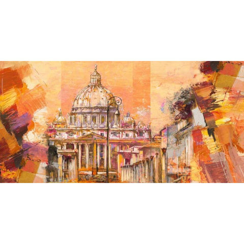 Splendida Roma Black Modern Wood Framed Art Print with Double Matting by Florio, Luigi