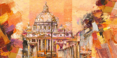 Splendida Roma White Modern Wood Framed Art Print with Double Matting by Florio, Luigi