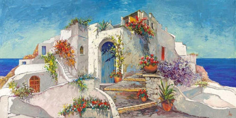 Casa nelle Cicladi White Modern Wood Framed Art Print with Double Matting by Florio, Luigi