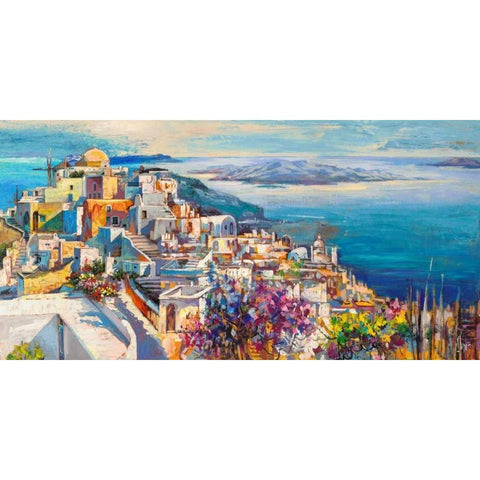 Thira Black Modern Wood Framed Art Print with Double Matting by Florio, Luigi
