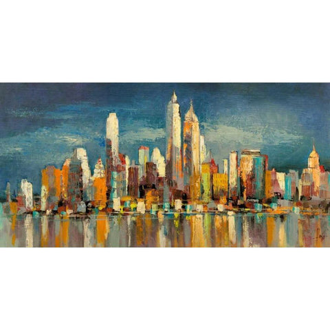 New York- riflessi del mattino Black Modern Wood Framed Art Print with Double Matting by Florio, Luigi