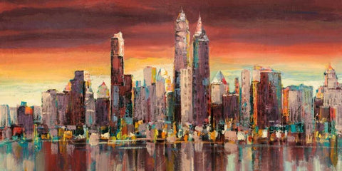 Sera su New York Black Ornate Wood Framed Art Print with Double Matting by Florio, Luigi