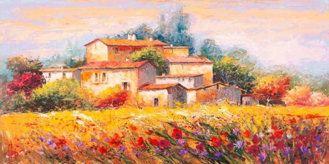 Campo d estate White Modern Wood Framed Art Print with Double Matting by Florio, Luigi