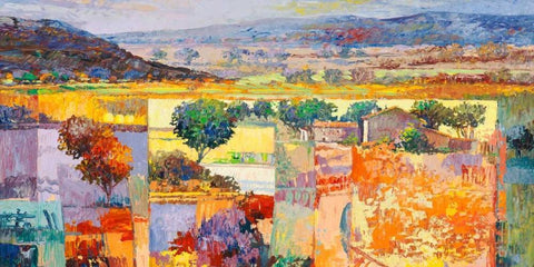 Peasaggio italiano White Modern Wood Framed Art Print with Double Matting by Florio, Luigi