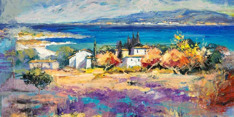 Costa mediterranea (detail) White Modern Wood Framed Art Print with Double Matting by Florio, Luigi