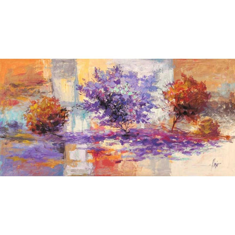 Vento sugli alberi Black Modern Wood Framed Art Print with Double Matting by Florio, Luigi