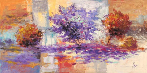 Vento sugli alberi White Modern Wood Framed Art Print with Double Matting by Florio, Luigi