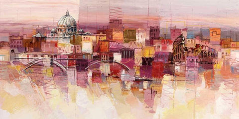 Sognando Roma Black Ornate Wood Framed Art Print with Double Matting by Florio, Luigi