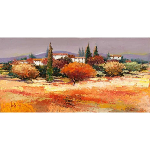 Colline assolate Black Modern Wood Framed Art Print with Double Matting by Florio, Luigi