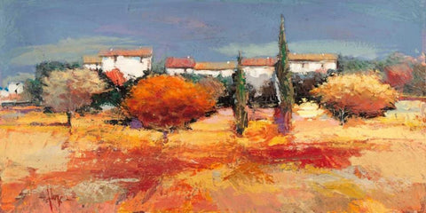 Campagna nel sole Black Ornate Wood Framed Art Print with Double Matting by Florio, Luigi