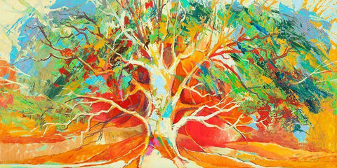 Albero felice Black Ornate Wood Framed Art Print with Double Matting by Luigi, Florio