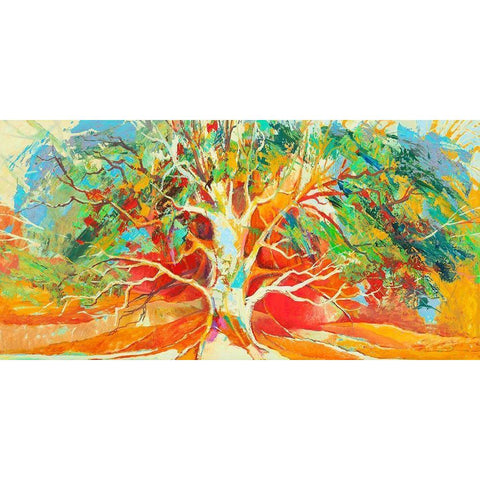Albero felice White Modern Wood Framed Art Print by Luigi, Florio